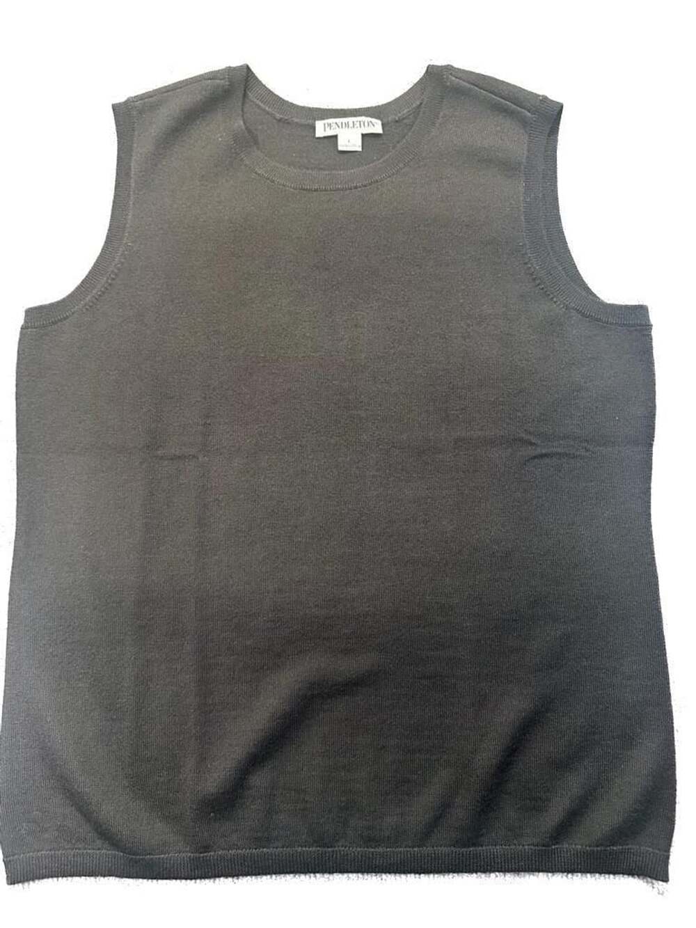 Pendleton Black Wool Crew Neck Knit Sleeveless Sweater Tank Top Preppy Office